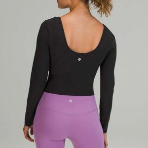 Lululemon Align Long Sleeve Shirt Women’s Size 10 Black Scoop Back V-neck Top